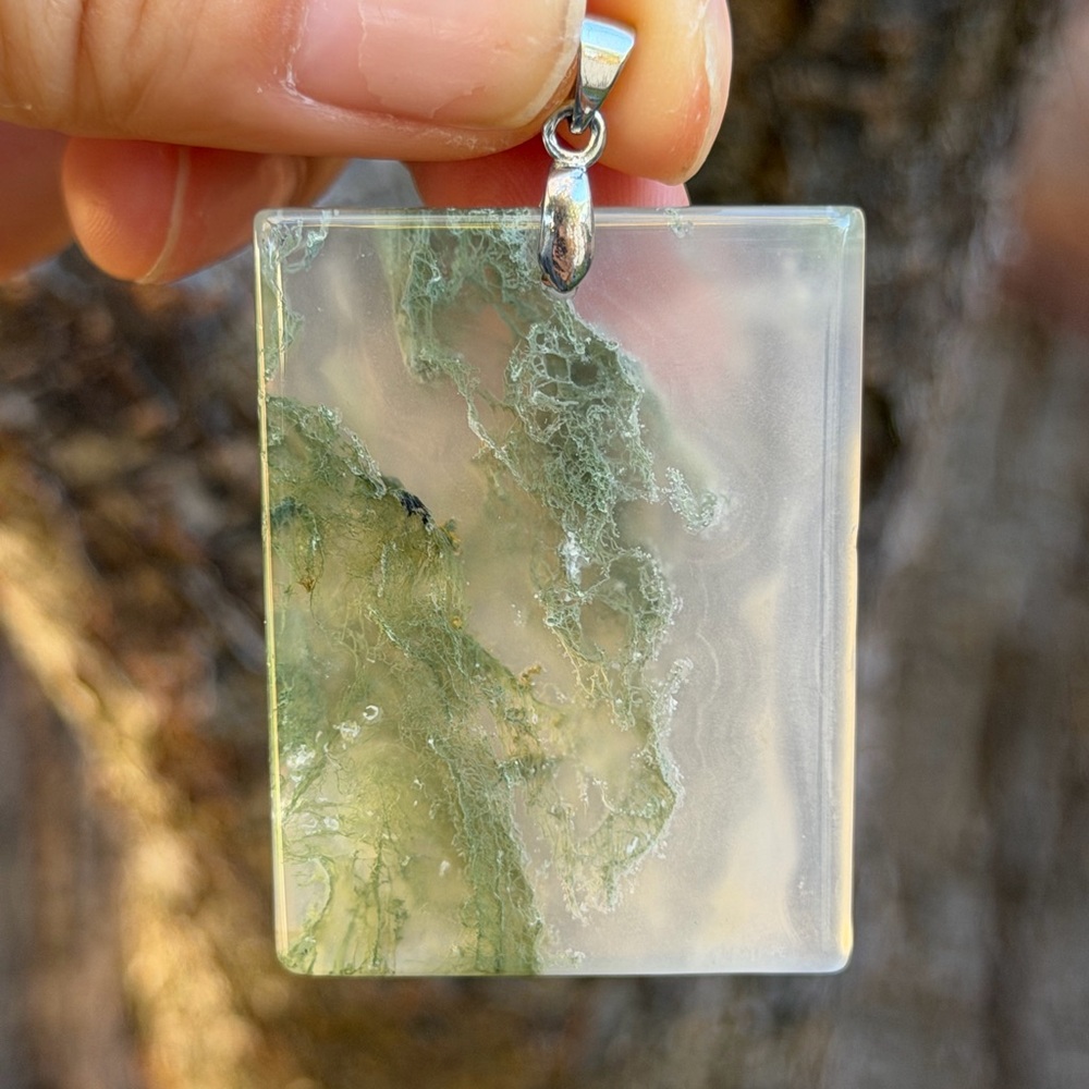 Sterling Silver 925 Stamped Rectangular Transluce… - image 5